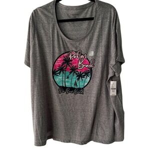 Catherines Palm Beach Graphic‎ Tee Sea Sun Sand Short Sleeve Top 2XWP
